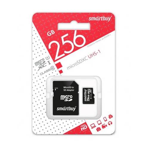 карта памяти Smartbuy microSD 256Gb (class 10) + sd адаптер (SB256GBSDU1A-AD) фото 